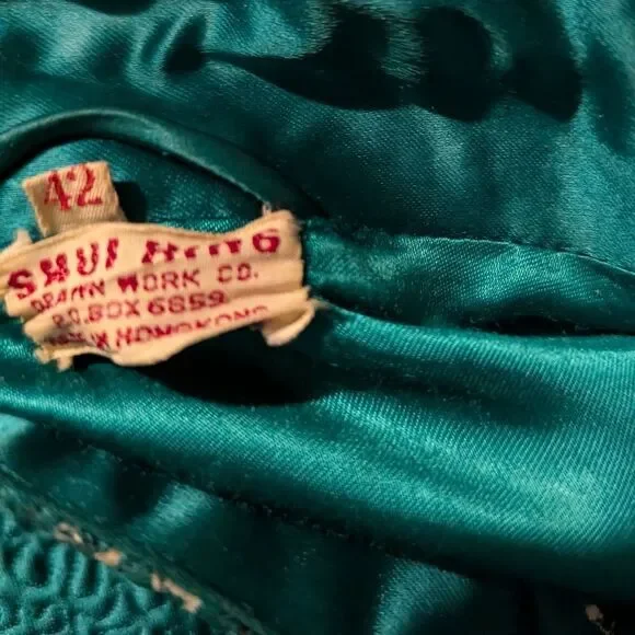 50s Vintage Beautiful Emerald‎ Asian Kimono
